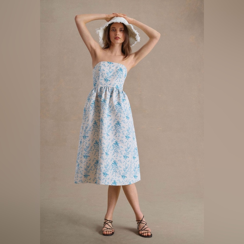 Anthropologie Sachin & Babi Blaine Strapless Taffeta Midi Dress 10 Elegant Party